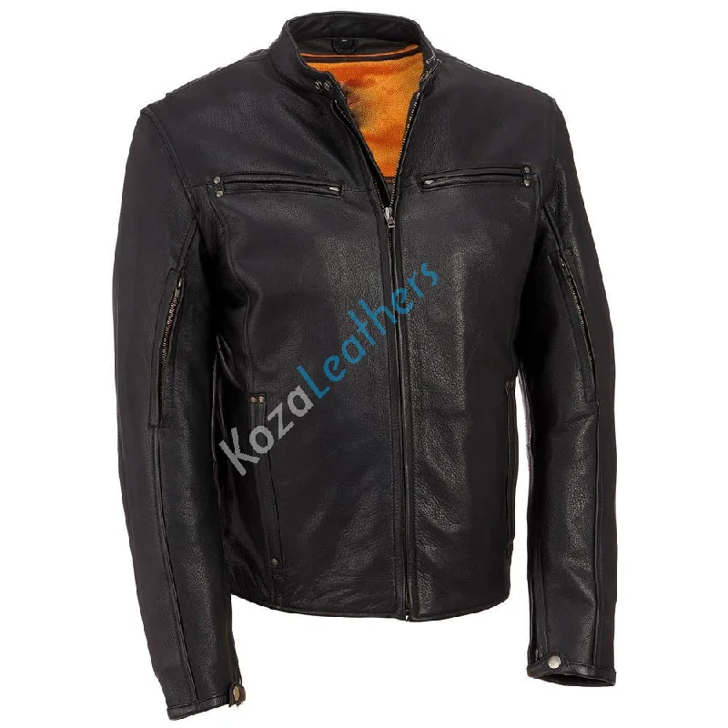 Celebrity Must-have Men Real Lambskin Motorcycle Leather Biker Jacket KM201