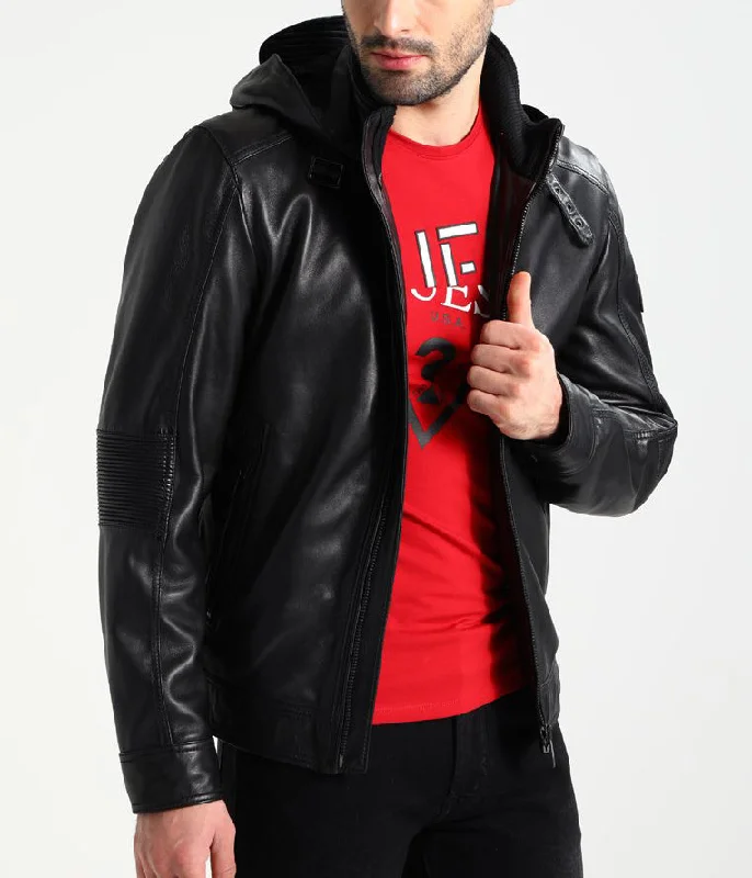 Loose Fit Men Real Lambskin Motorcycle Leather Biker Jacket KM246