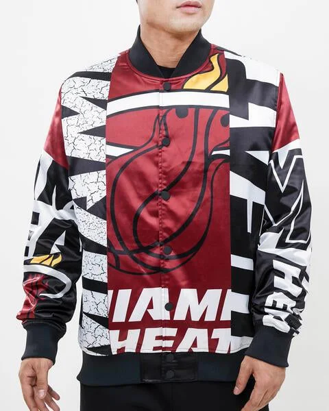 Cozy Look NBA MIAMI HEAT MASHUP MEN'S SATIN JACKET (BLACK)