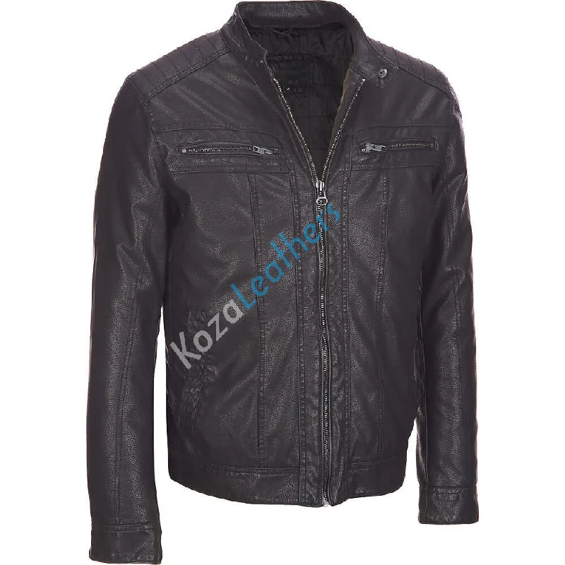 Youthful Street Fashion Men Real Lambskin Motorcycle Leather Biker Jacket KM209