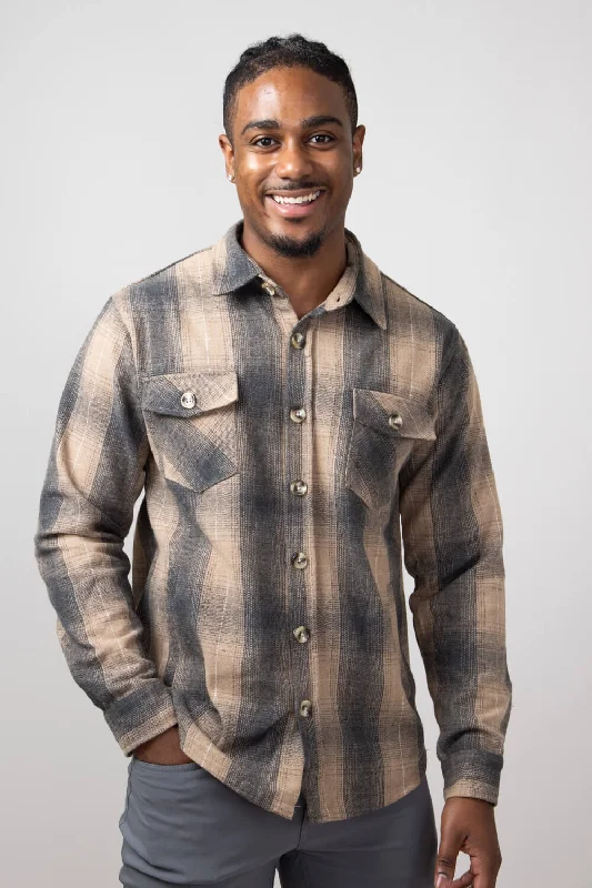 Casual Chic Outfits 1897 Original Plaid Shirt Jacket for Men in Beige | 5PJ7445M-BEIGE