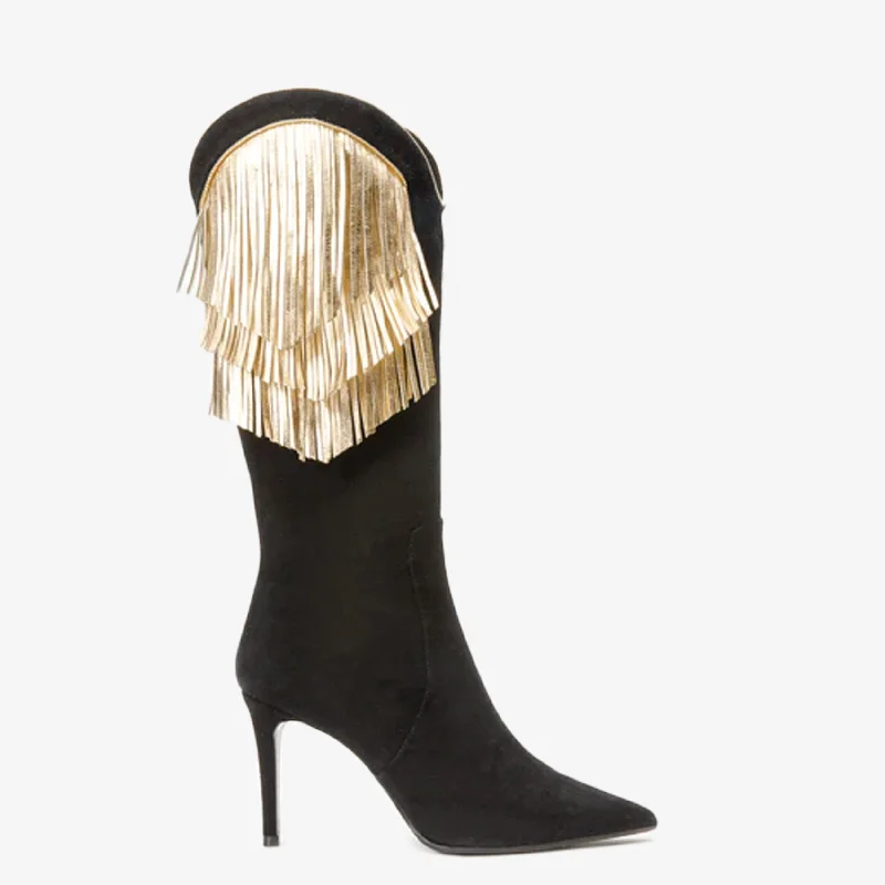 Versatile Outfits The Vienna Black Suede Leather Knee High Women  Boot