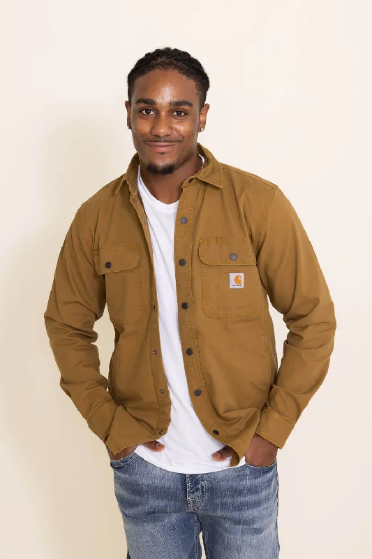 Youthful Vitality Carhartt Canvas Fleece Lined Shirt Jacket for Men in Brown | 105419-B33