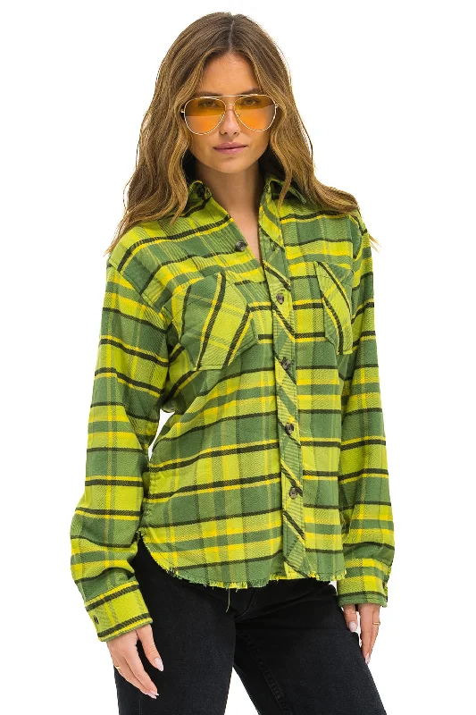 Everyday Comfort PLAID FLANNEL LIGHT WEIGHT UNISEX WESTERN SHIRT - AVOCADO PLAID