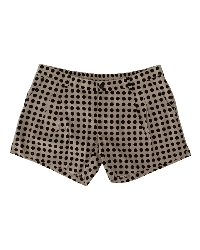 European Plan Dolce & Gabbana  Women's Beige Silk Polka Dot Shorts