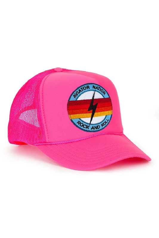Stunning Fashion ROCK AND ROLL BOLT VINTAGE TRUCKER HAT