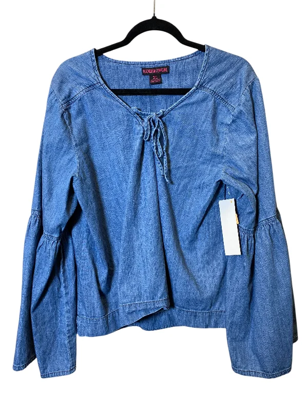 Economic Outlook Top Long Sleeve By Cmc In Blue Denim, Size: Xl