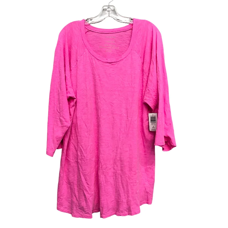 End Of The Year Top Ls Basic By Torrid In Pink, Size:3X