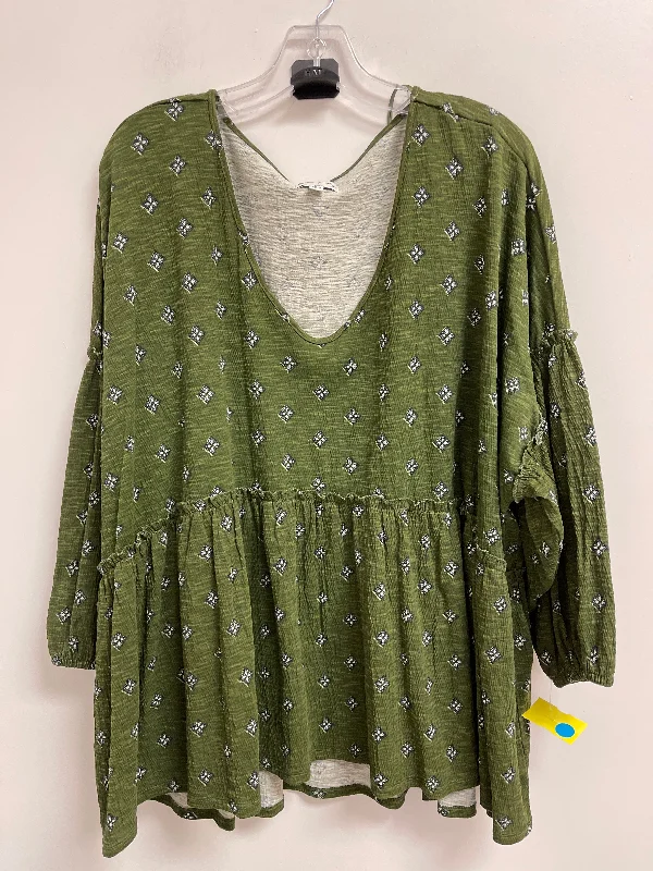 Boutique Recommendation Top Long Sleeve By Wonderly In Green, Size: 4x