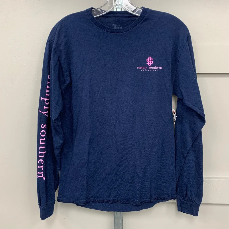 Design Trend Top Long Sleeve By Simply Southern In Navy, Size: M