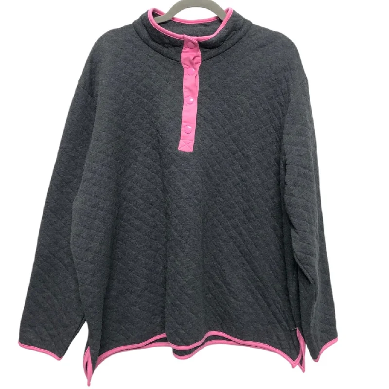 Soft Feel Top Ls By C And C In Grey, Size:2X