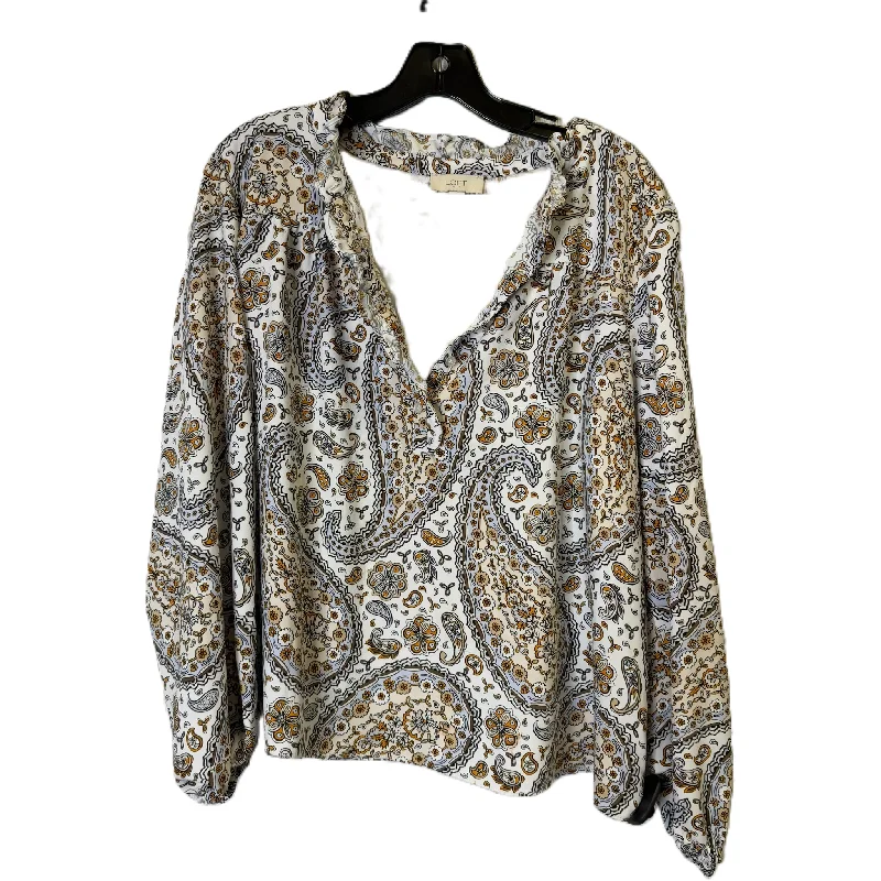 Noble Temperament Top Long Sleeve By Loft In Multi-colored, Size: L