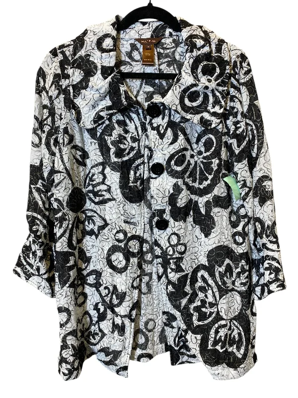 Fashion Must-have Blouse Long Sleeve By Multiples In Black & White, Size: S