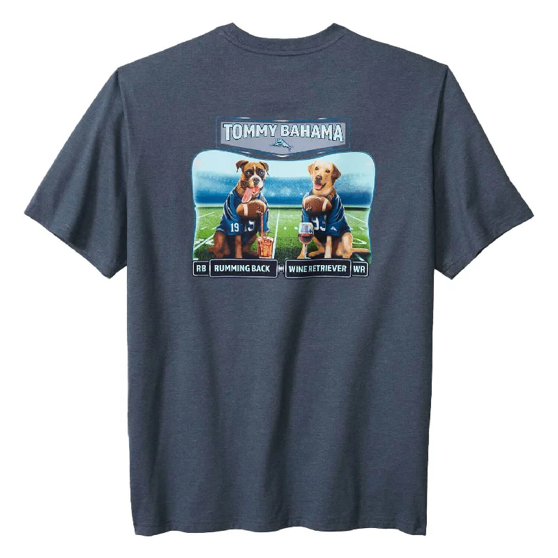 Celebrity Style Tommy Bahama Rumming Back Wine Retriever T-Shirt - Navy Heather