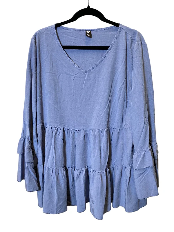 Cool Style Top Long Sleeve By Shein In Blue, Size: 2x