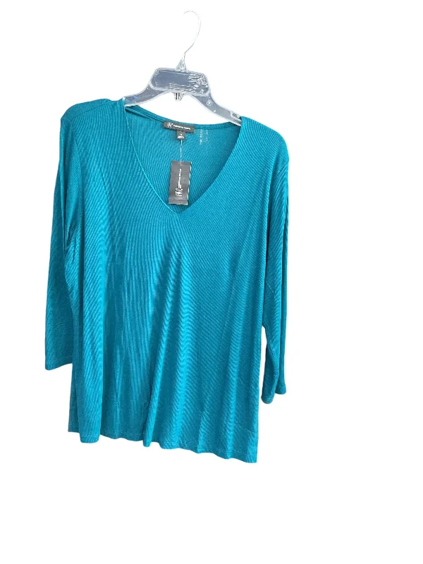 Outdoor Trend Top Long Sleeve Basic By Inc In Teal, Size: 1x