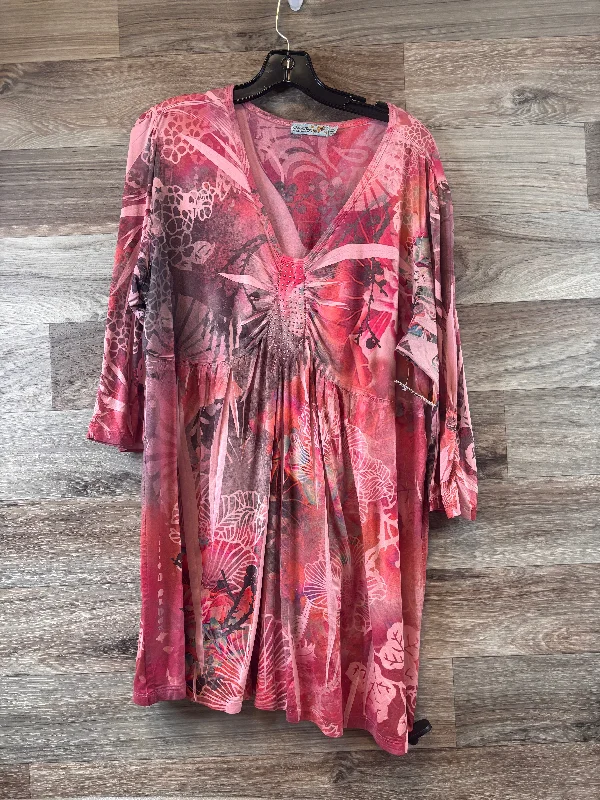 Comfortable Dresses Top 3/4 Sleeve Basic By Clothes Mentor In Pink, Size: 2x