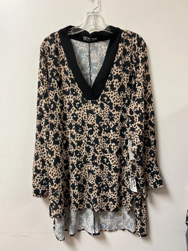 Comfortable Fashion Tunic Long Sleeve By Eloquii In Animal Print, Size: 1x