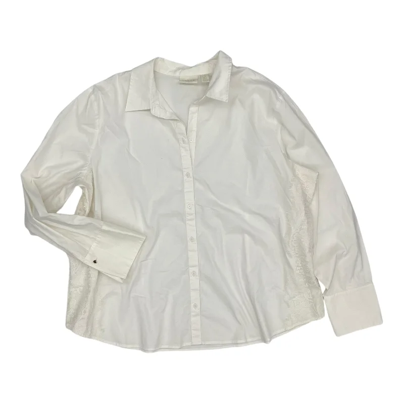 Moisture wicking Top Ls By Chicos In Cream, Size:Xxl