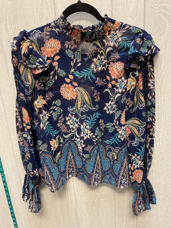 Soft Relaxation Wear Top Long Sleeve By Flying Tomato In Floral Print, Size: S