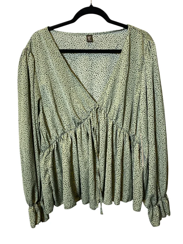 Goddess Outfit Top Long Sleeve By Shein In Black & Green, Size: 3x