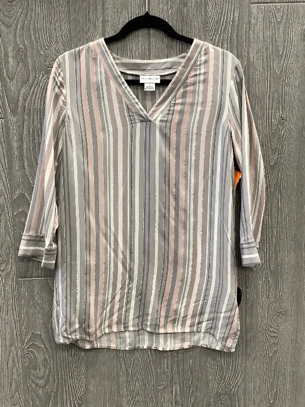 Luxury Classic Top 3/4 Sleeve By Liz Claiborne In Grey & Pink, Size: S