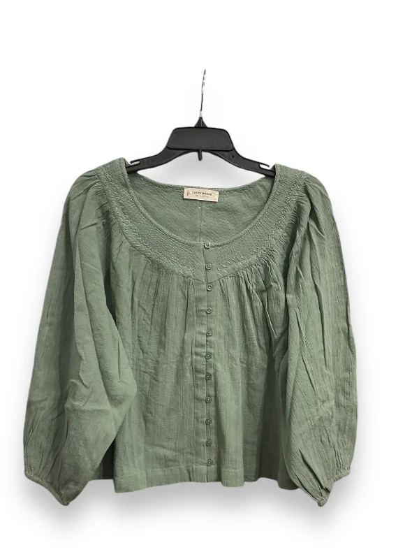 Street Fashion Top Long Sleeve By Lucky Brand In Green, Size: L