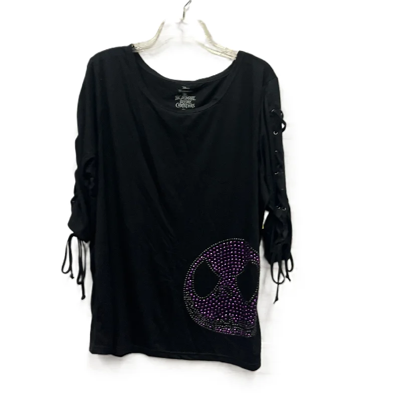 Knitted Design Top 3/4 Sleeve By Disney Store In Black, Size: 1x