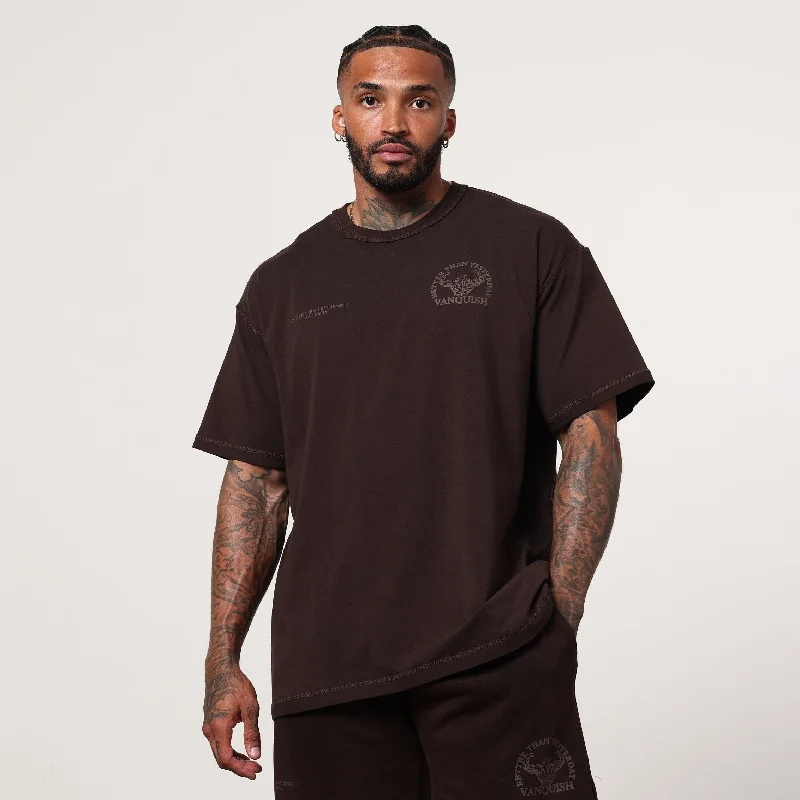 Weekend Comfort Wear Vanquish Dark Brown Unconquerable Strength Oversized T Shirt