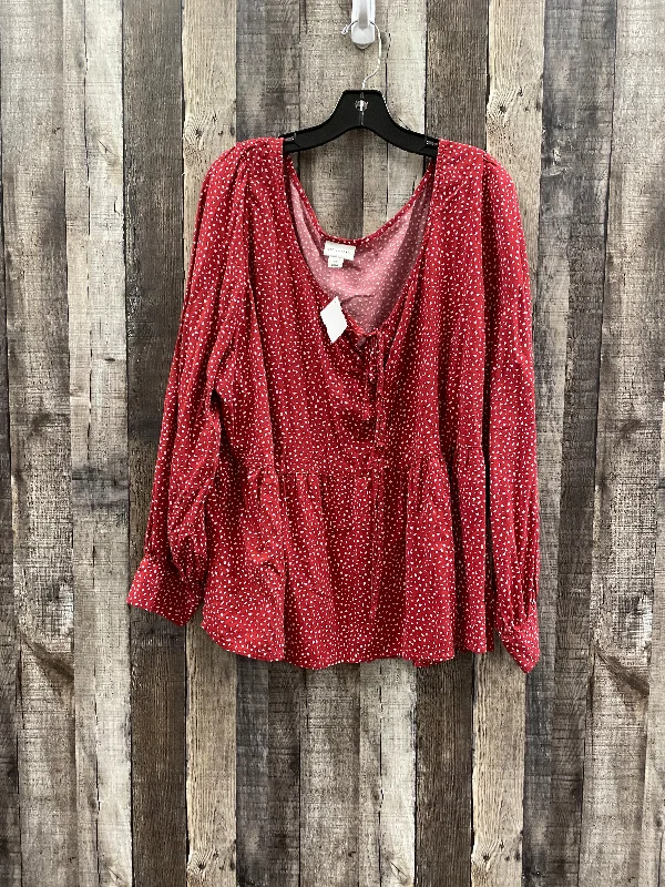 Personalized Wear Top Long Sleeve By Ava & Viv In Red, Size: 3x