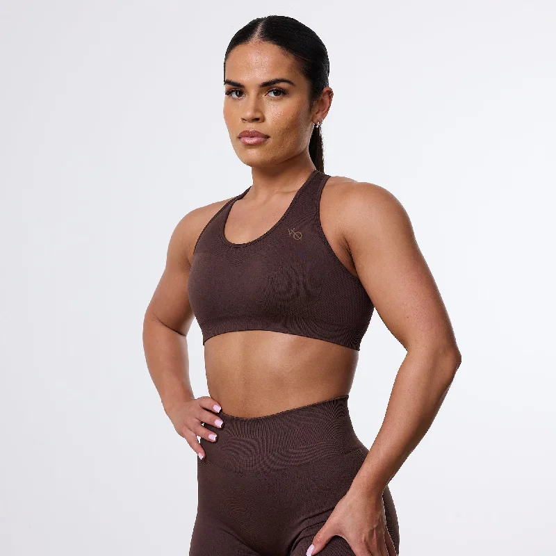 Low-key Luxury Vanquish Elevate Seamless Coffee Brown Support Bra