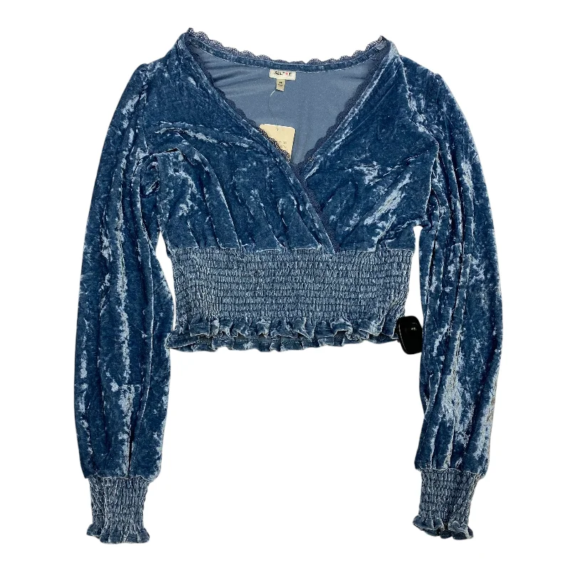 Street Fashion Top Long Sleeve By Selfie In Blue, Size: Xs