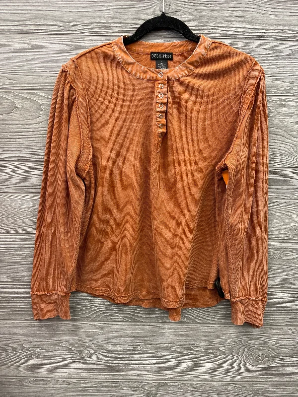 Casual Choice Top Long Sleeve By Clothes Mentor In Orange, Size: L