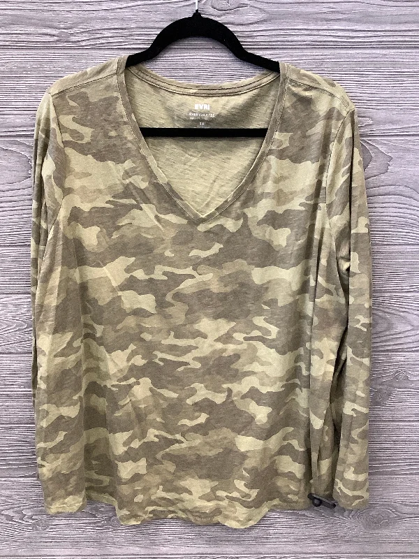Warm Wear Top Long Sleeve By Evri In Camouflage Print, Size: 2x