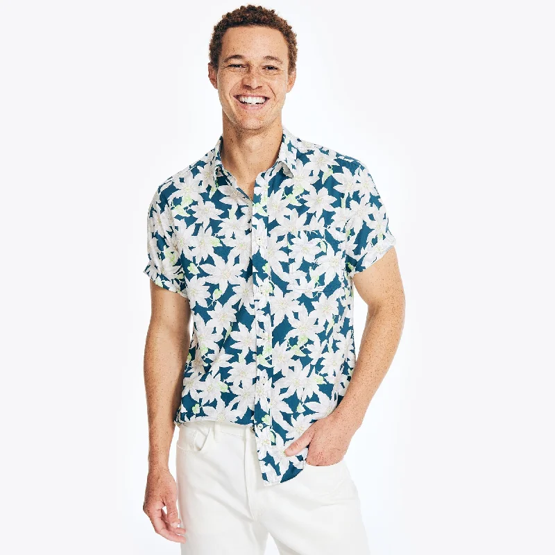 Light Dressing Nautica Mens Printed Poplin Short-Sleeve Shirt