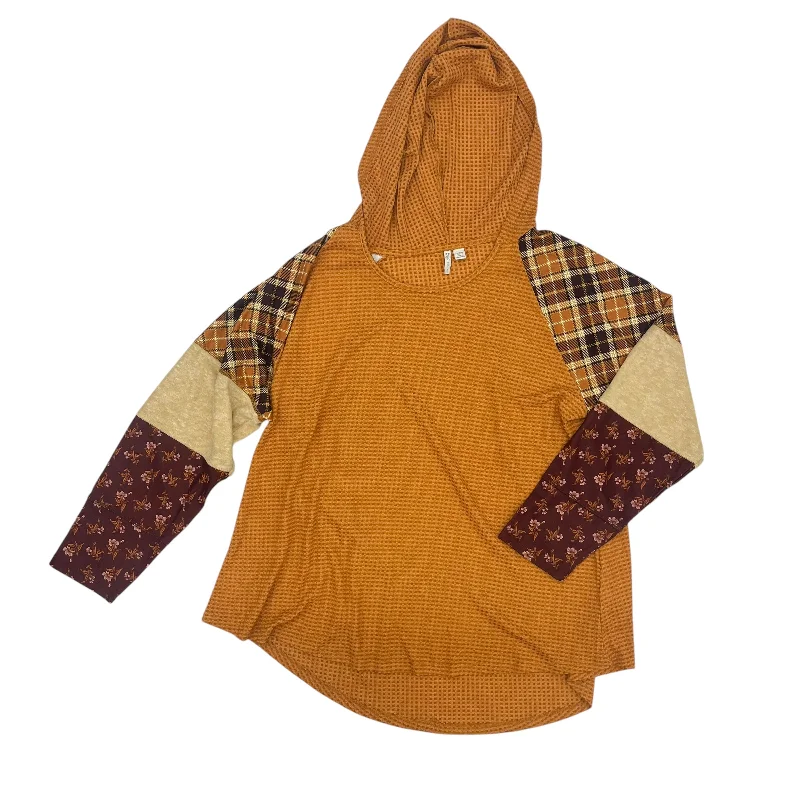 Relaxed Fit Wear Top Ls By Cato In Orange, Size:1X