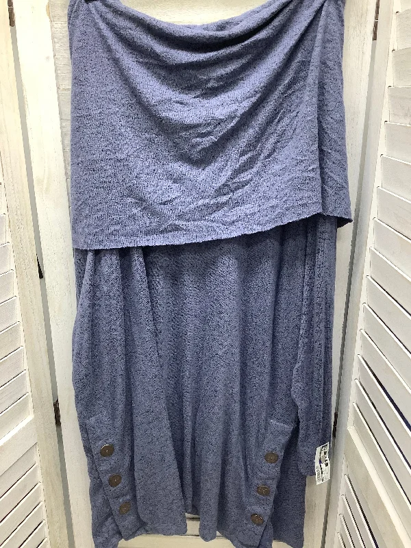 Elegant And Charming Top Long Sleeve Basic By Cupio In Blue Black, Size: 3x