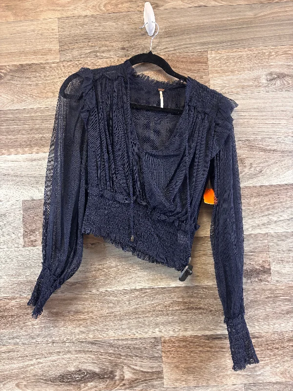 Fashion And Simplicity Top Long Sleeve Basic By Free People In Navy, Size: S