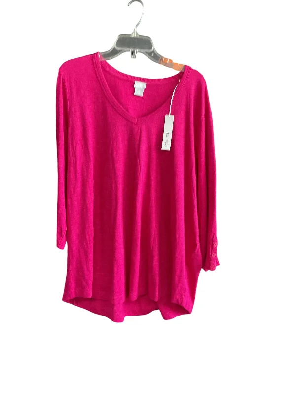 Urban Style Top Long Sleeve Basic By Chicos In Pink, Size: 1x