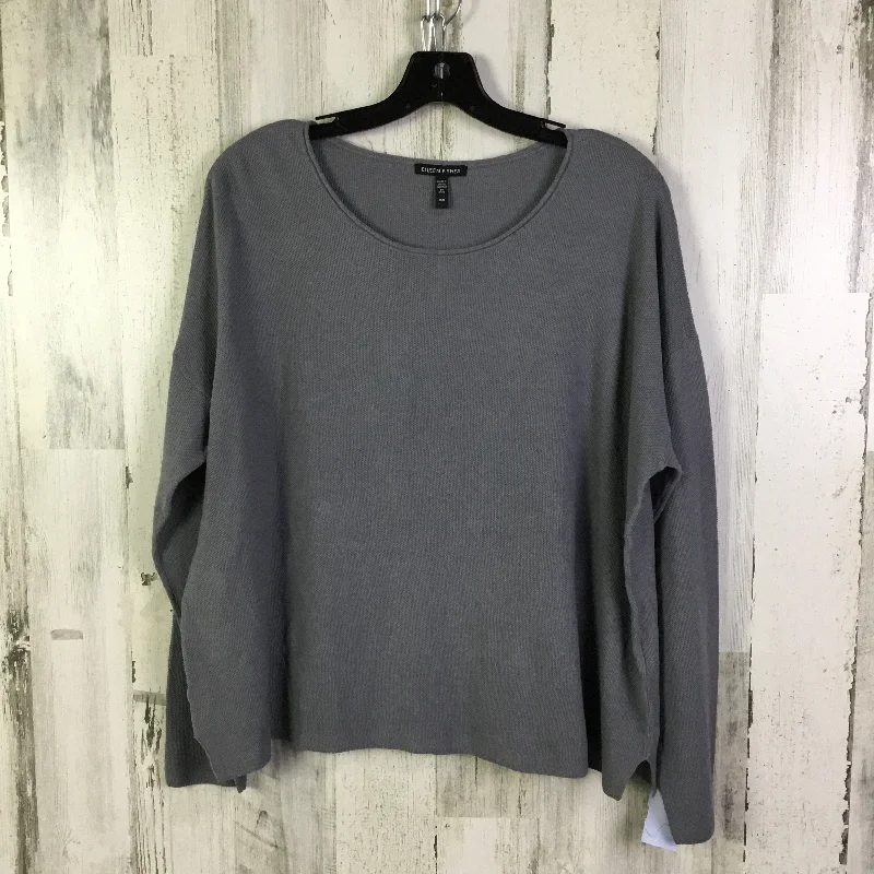 Trendy Wear Top Long Sleeve Basic By Eileen Fisher In Grey, Size: M