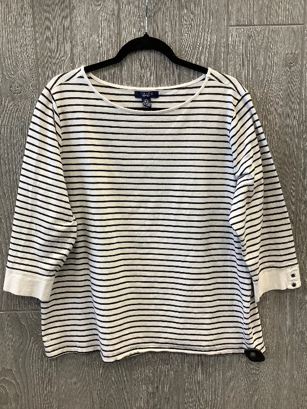 Modern Chic Top 3/4 Sleeve By Chaps In Striped Pattern, Size: 2x