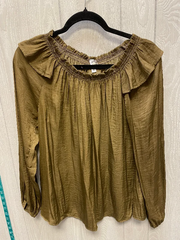 Slim Fit Top Long Sleeve By Glam In Green, Size: S
