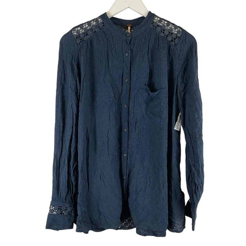 Sports Fashion Top Long Sleeve By Free People In Navy, Size: S