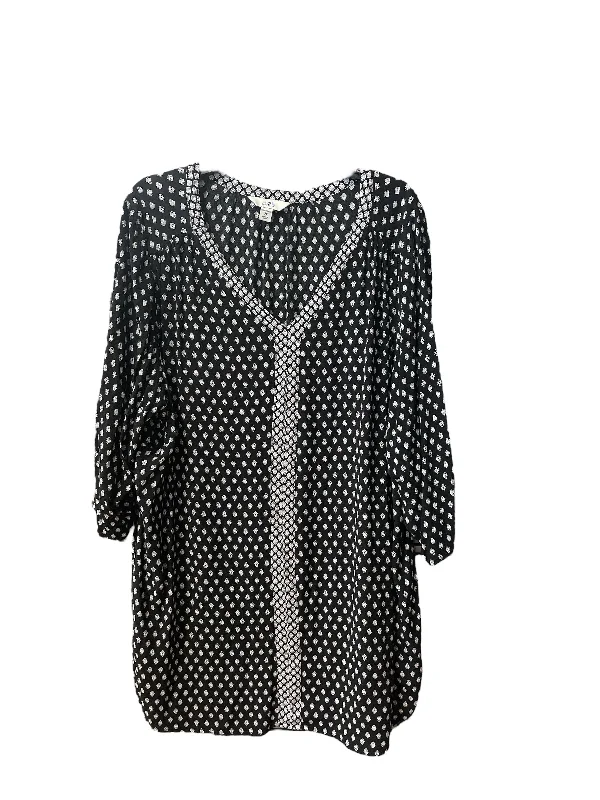 Versatile Items Top Long Sleeve By Croft And Barrow In Black & White, Size: 2x