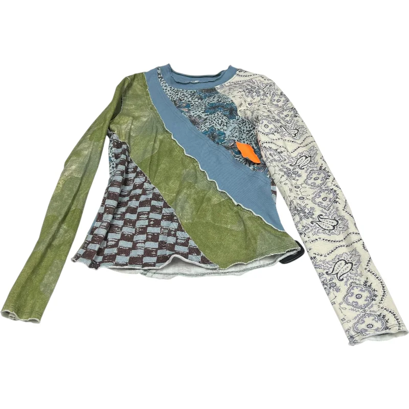 French Style Top Long Sleeve By We The Free In Blue & Green, Size: S