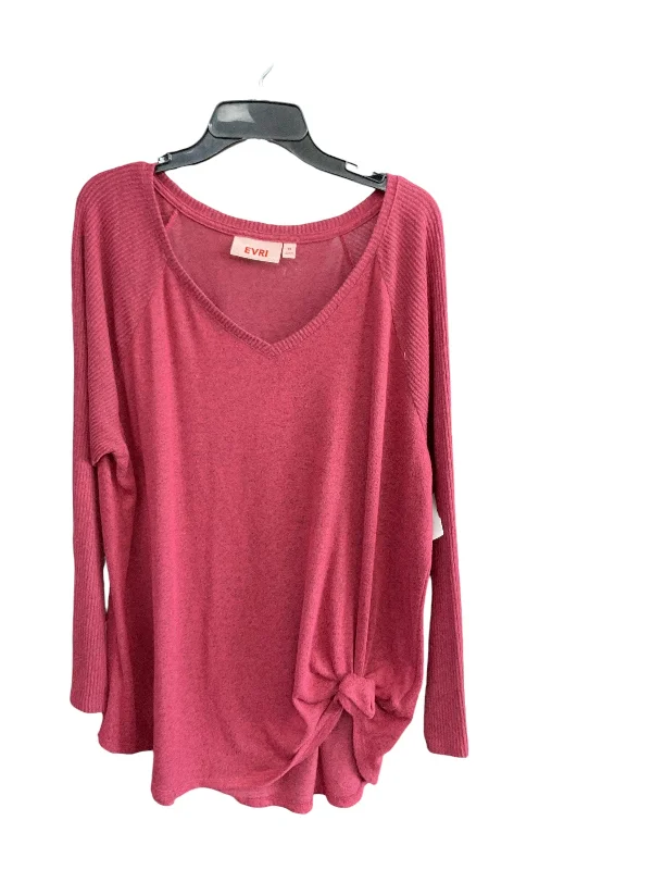 Carefree Style Top Long Sleeve By Evri In Red, Size: 1x