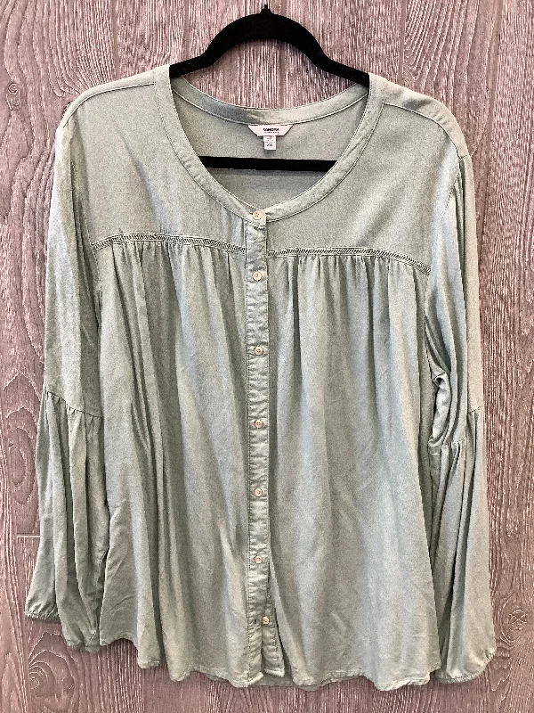 Soft Looks Top Long Sleeve By Sonoma In Green, Size: 2x
