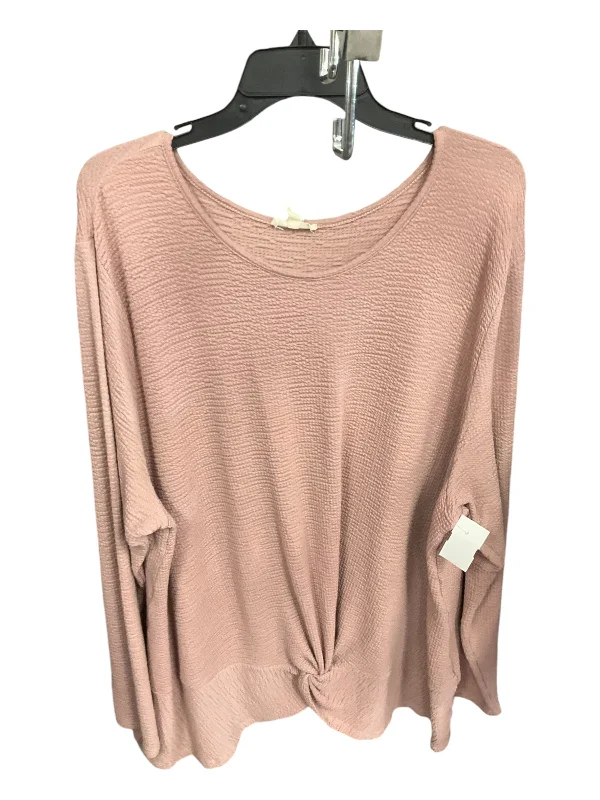 Breathable Comfort Top Long Sleeve By Clothes Mentor In Pink, Size: 3x