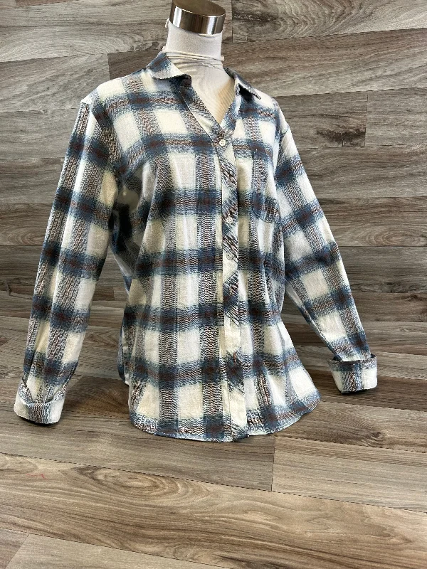 Cozy Pants Top Long Sleeve By Weatherproof In Plaid Pattern, Size: L