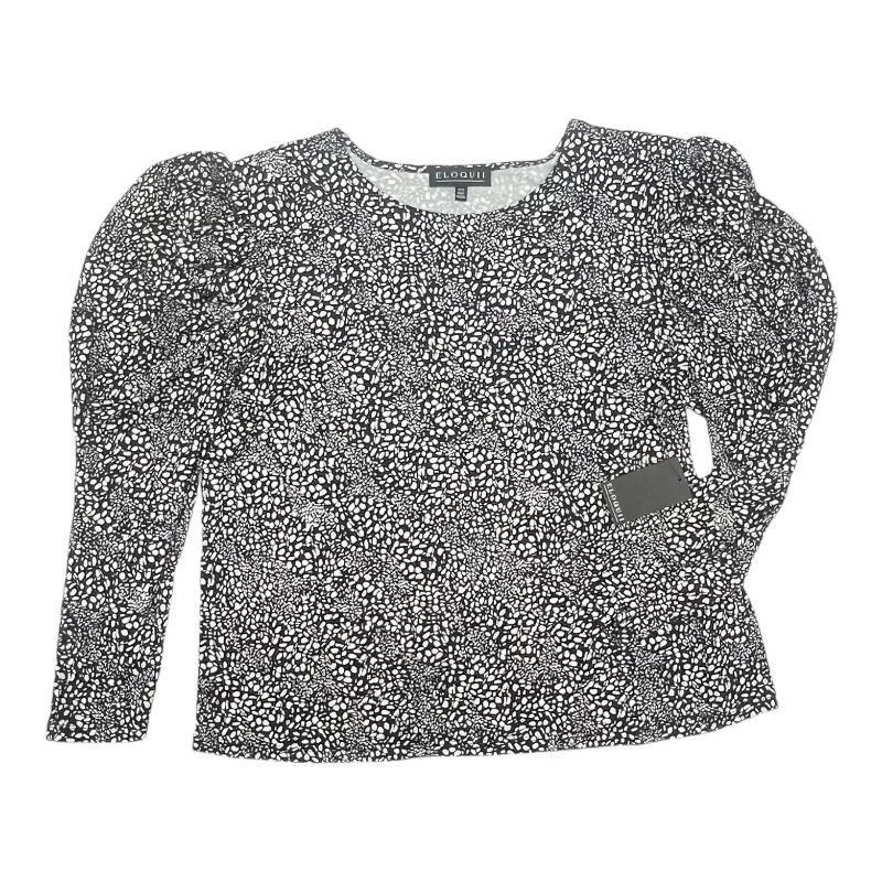 Wearable At Home Or Out Top Ls By Eloquii In Black & White, Size:Xl